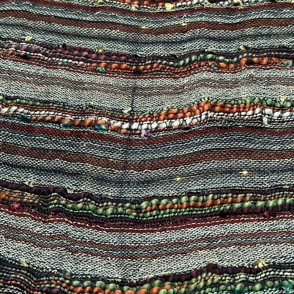 Ladies blue/multi/metallic copper infinity scarf. Length 66, width 22 3/4. - Picture 6 of 6
